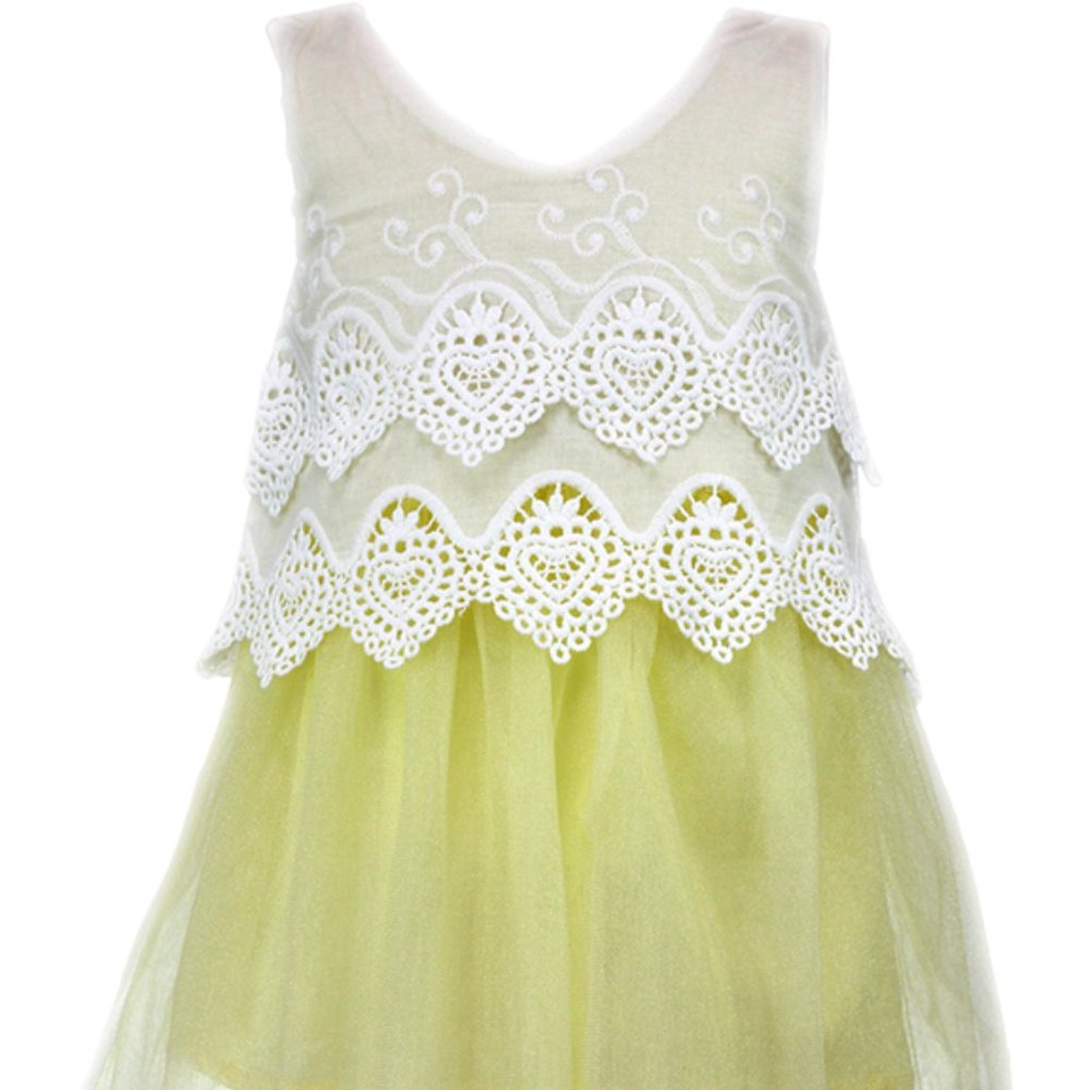 Doe a Dear Sleeveless Linen Overlay Dress or top With Tulle Skirt - Yellow